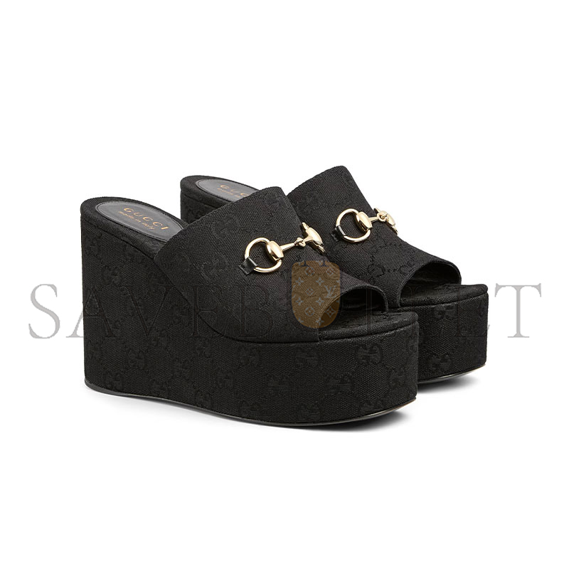 GUCCI WOMEN'S WEDGE SANDAL WITH HORSEBIT 816328 GUCCI WOMEN'S WEDGE SANDAL WITH HORSEBIT 816328